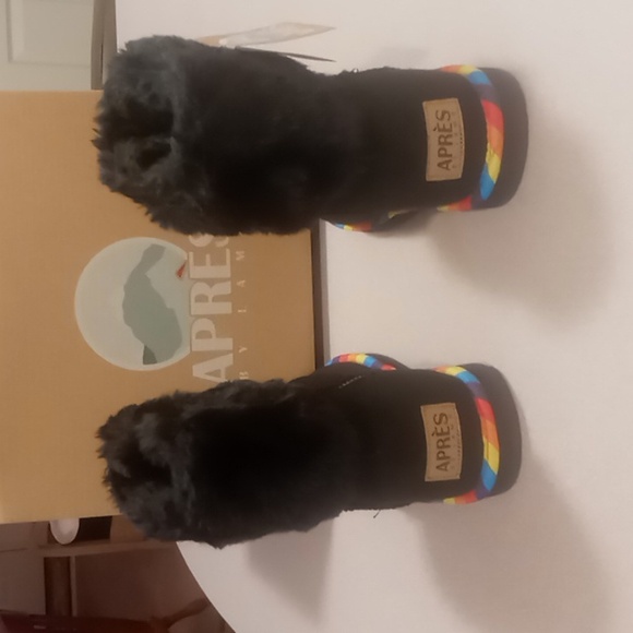 Apres by Lamo black boots with fur trim new in box size 13 - Picture 2 of 4
